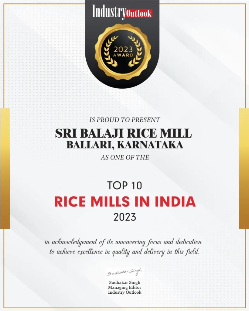 Sri Balaji Rice Mill Named Among India’s Top 10 Rice Mills in 2023