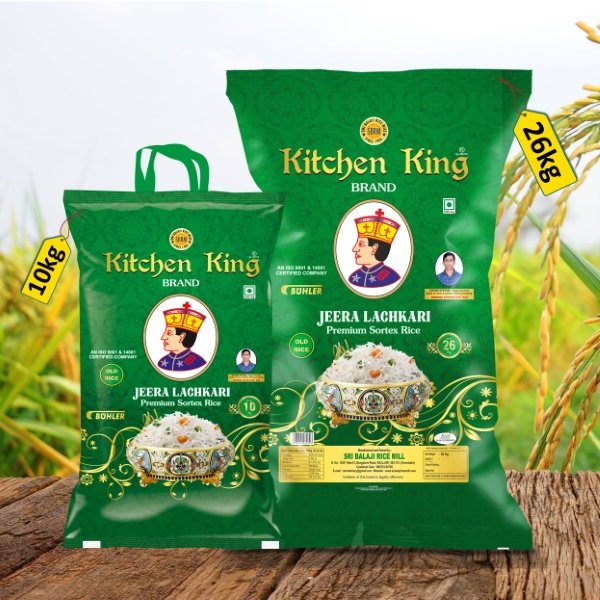 Kitchen King Jeera Sona Kolam RNR Raw Rice 26kg & 10kg Kitchen King Jeera Sona Kolam RNR Raw Rice 26kg & 10kg